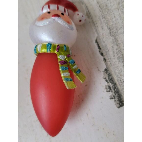 Santa Claus light ball blown glass ornament Xmas decor - Picture 2 of 4